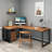 Brown L-Shaped Solid Wood with 2 drawers writing desk-69981763-69981765