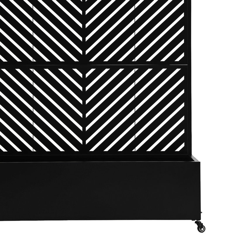 Boîte à fleurs en métal avec treillis et roues Orin, H 70,8 po x l 47,2 po x P 15,7 po, Black