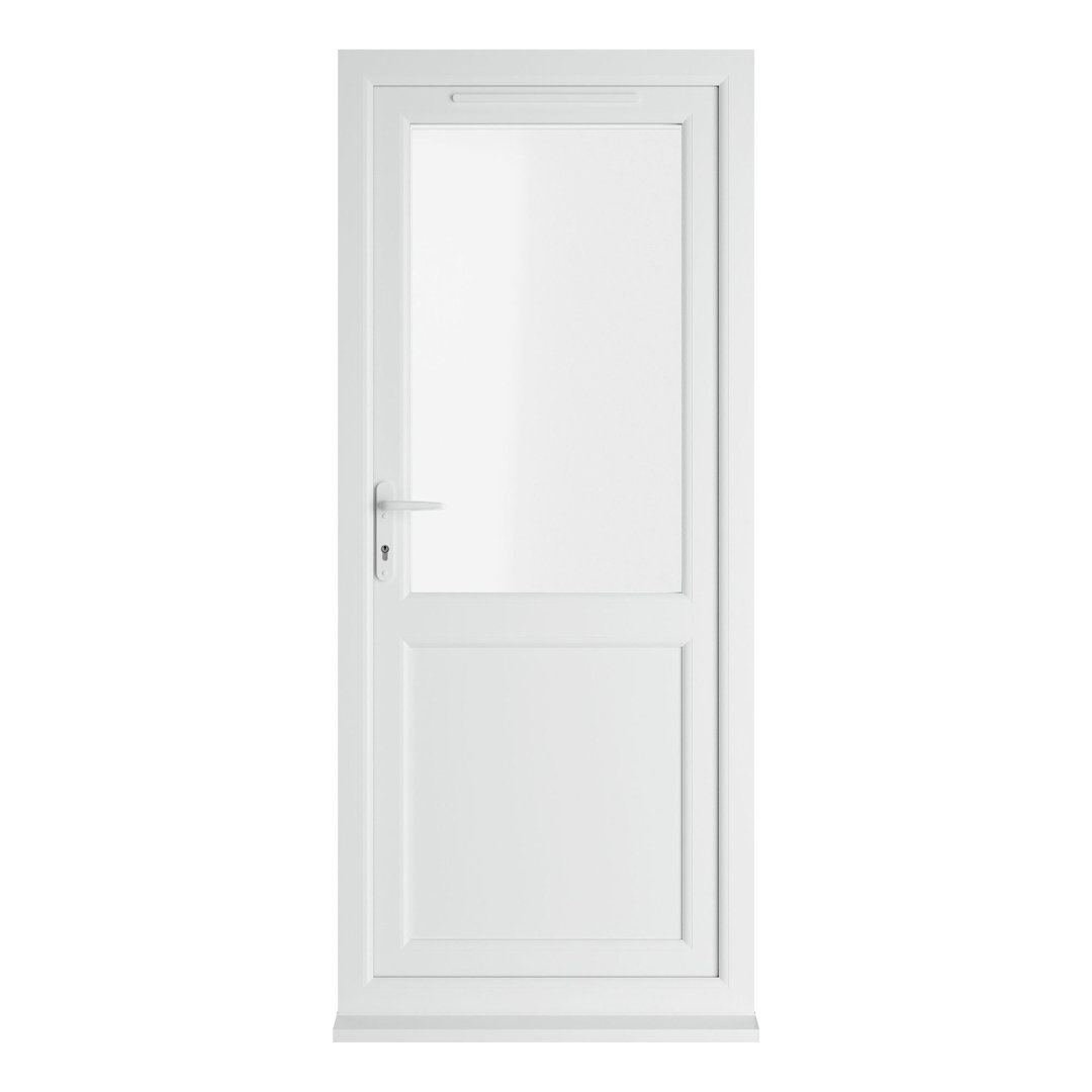 Crystal Triple Glazed Single Door Half panel Grey/White RH 890 x 2090mm Clear