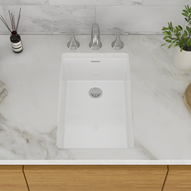 GhomeG 13"W x 20"D Undermount Ceramic Sink for Bathroom, Outdoor