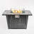 Steel Fire Pit Table With Marble Tile Tabletop, Glass Wind Guard And Lid
