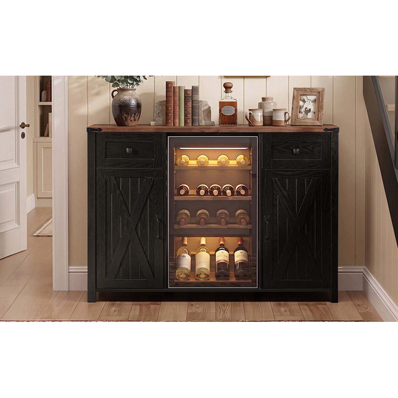 Armoire frigo 53,2 "avec prise de courant, armoire à café avec espace de rangement, Blanc