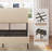 Full Size Beige Metal Platform Bed - Modern Design with Integrated Charging Station | Noise-Free Structure, No Box Spring Required, Sturdy & Stylish