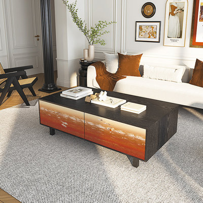 Table basse avec rangement peint français rétro