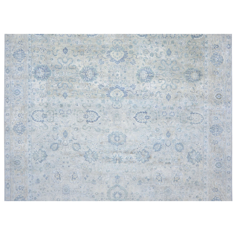 Hand Knotted Oriental Area Rug in Blue/Gray, Rectangle 5' x 8'