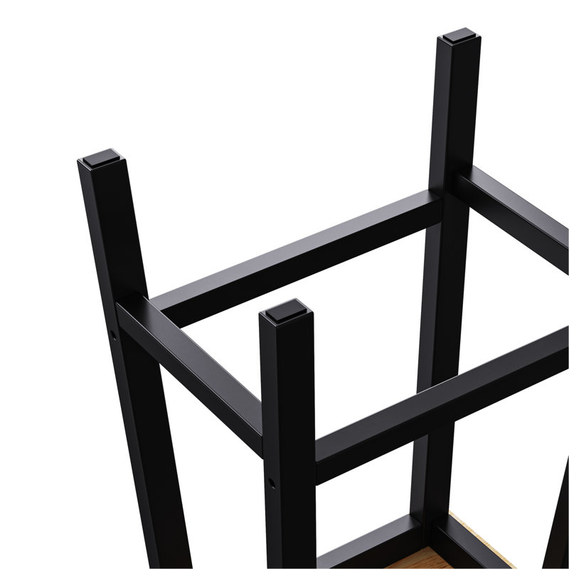 De 2 tabourets de cuisine en bois massif noir, hauteur 25,6 po, avec repose-pieds, chic pour et salle à manger 2, Noir