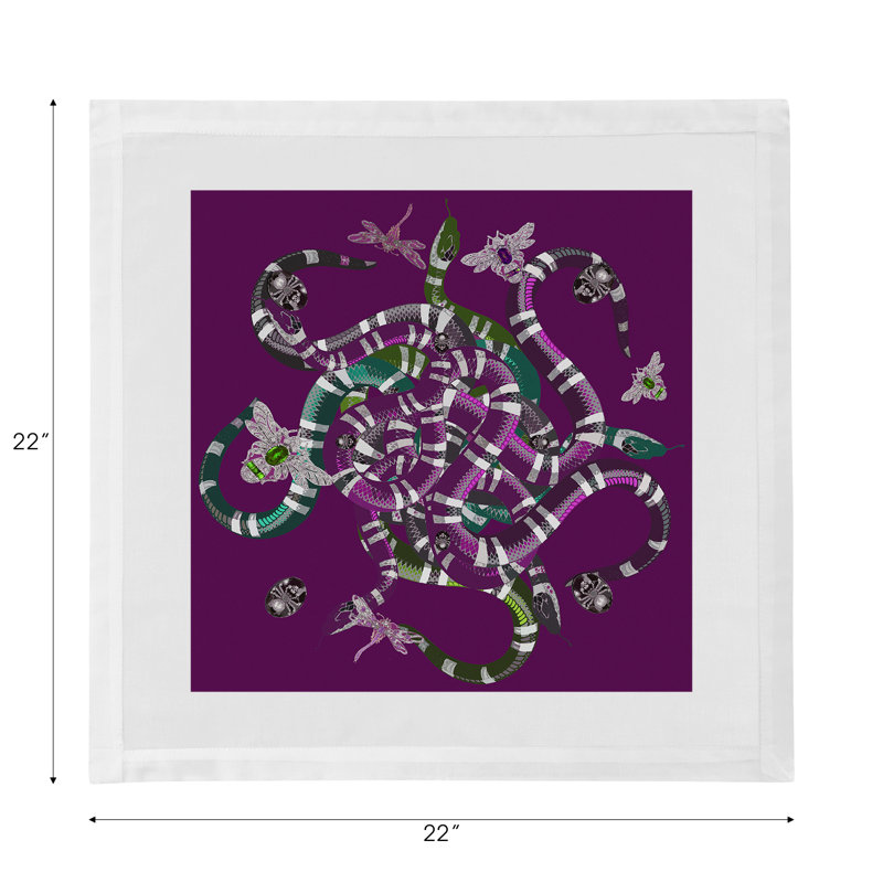 Ouroboros Cotton Blend Square Napkins, Purple