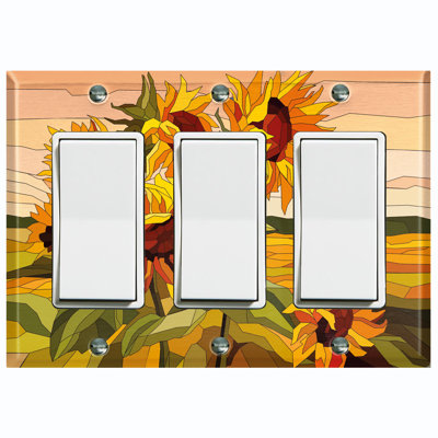 Patterned 3 - Gang Toggle Light Switch Standard Wall Plate