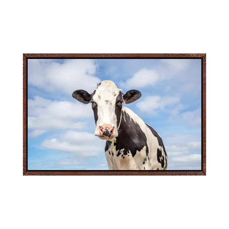 Sweet Cow by Clara Bastian - Print on Canvas, Classic Brown Wood Framed, 45.72cm H x 66.04cm W x 3.81cm D