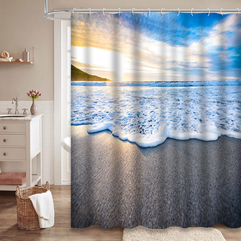 Rideau de douche tropical à 12 crochets, L 72 po x l 72 po