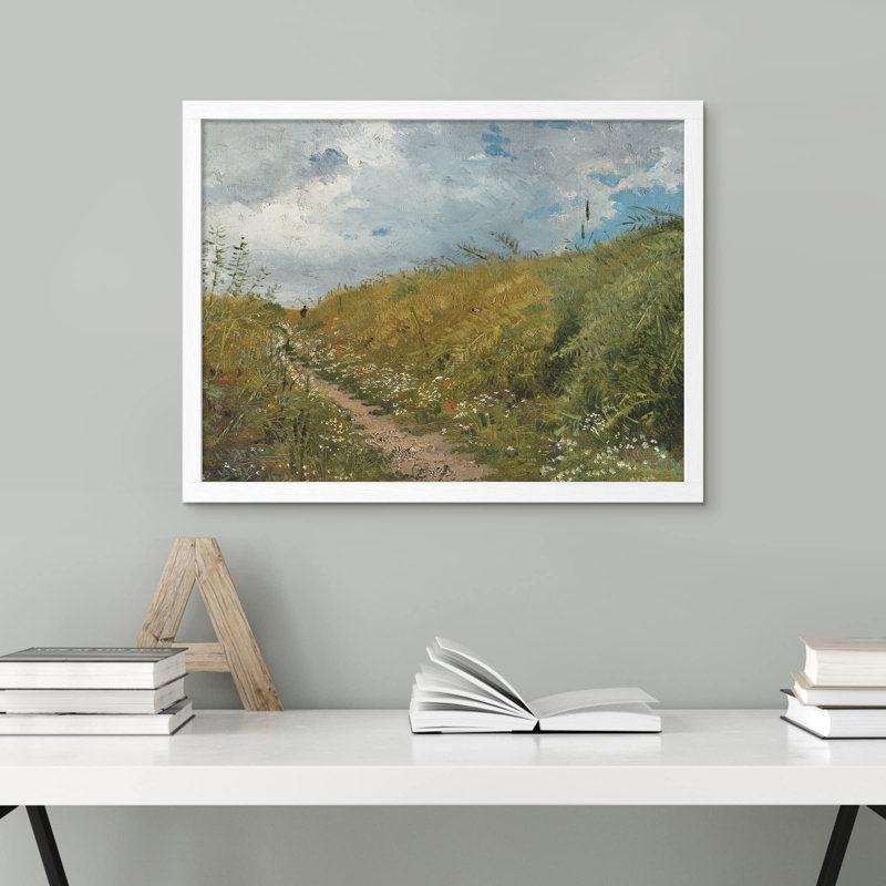 «Green Flower Countryside Cloud Sky» sur, H 12 po x l 16 po, Blanc
