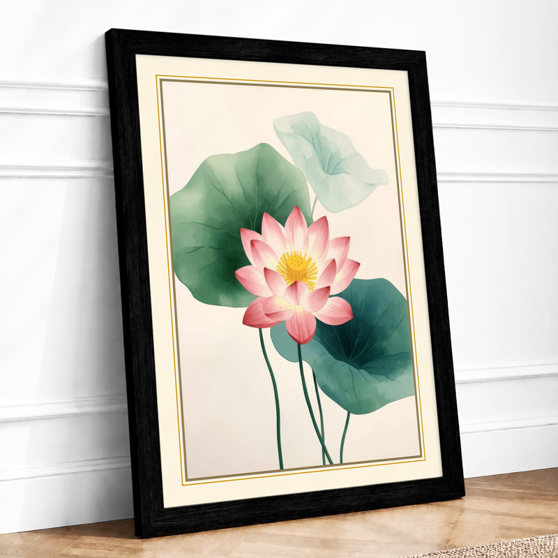 Lotus In Bloom Botanical - Print, Black, A3 - 42.0 x 29.7 cm