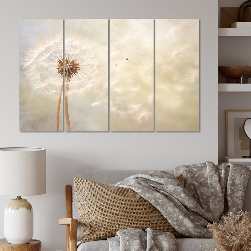 " White Dandelion Romantic Impression IV " 4 - Pieces