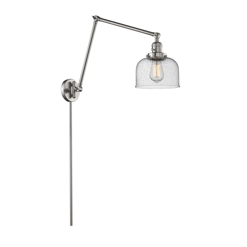 Lampe à bras pivotant à double ouverture en cloche 1 lumière Adalhard, Nickel satiné brossé