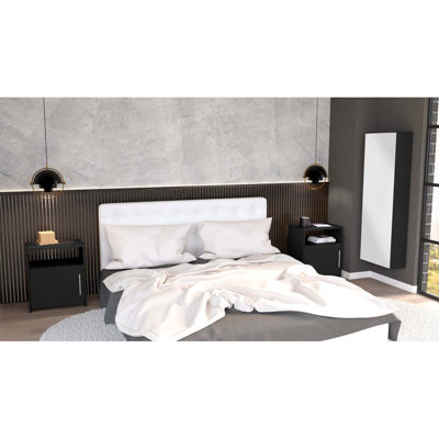 3 Piece  Set, Baltimore Shoe Rack + 2 Omaha Nightstands, Black