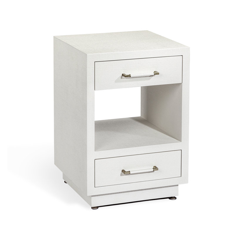 Taylor 2 - Drawer Nightstand, Natural White/Champagne Silver, 26" H x 18" W x 18" D