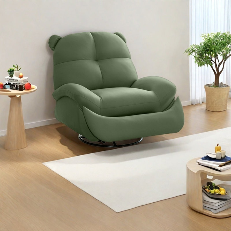 Ergonomic faux leather rotating lounge chair, Green