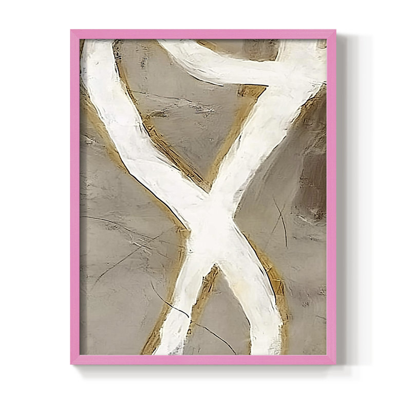 Impression abstraite encadrée «Cxxii» - prête à être accrochée - fabriquée aux États-Unis, H 10 po x P 8 po, Rose