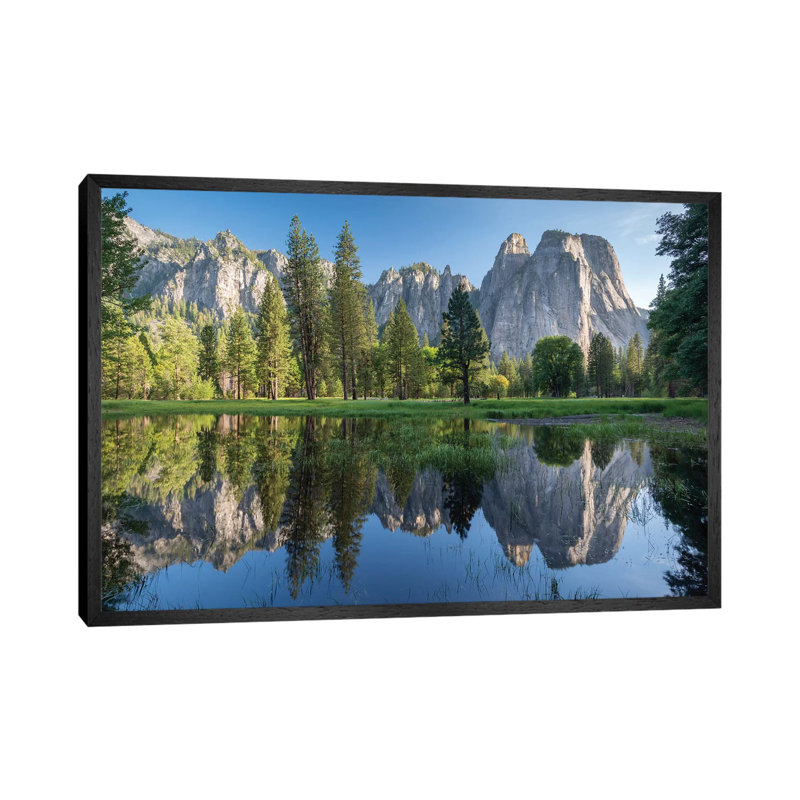 Cathedral Spires, Yosemite by Adam Burton - Print on Canvas, Black Framed, 66.04cm H x 101.6cm W x 3.81cm D