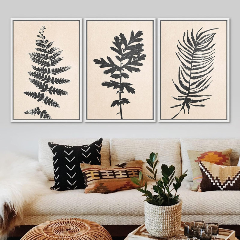 Forêt grunge noire 3 pièces, Blanc, H 36 po x l 24 po x P 1,5 po