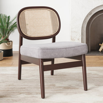 Rattan Backrest Upholstered Armchair