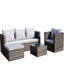 Mobilier d'extérieur pour 4 personnes: table basse en PE et coussins moelleux