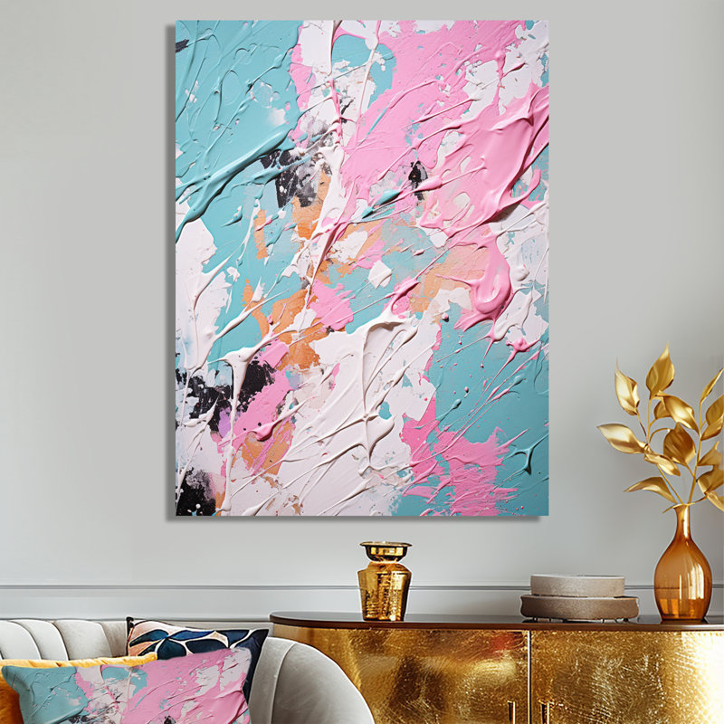 «Sweet Pink Pastel Dreams», reproduction d'art abstrait mural, H 20 po x l 12 po x P 1 po, Toile tendue