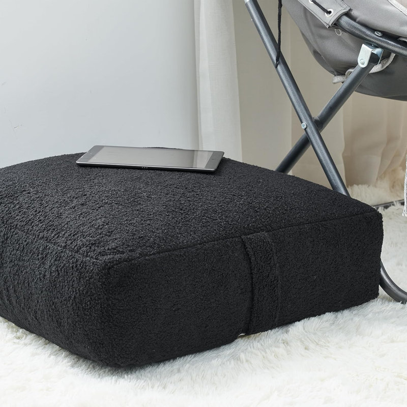 Rainha Cozy Floor Pillow - Square, Faded Black