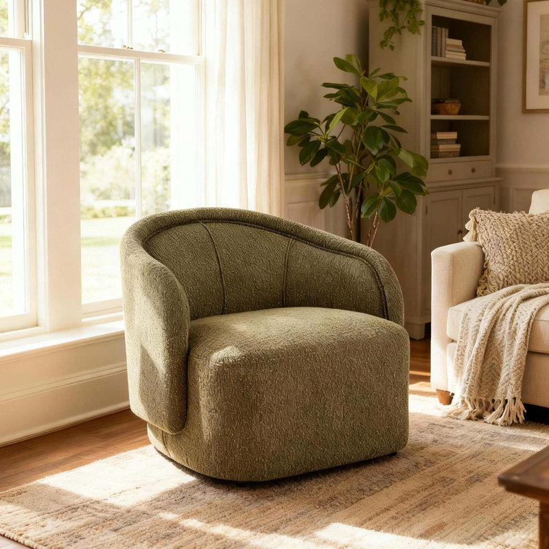 Fauteuil d'appoint moelleux avec design incurvé ergonomique, Vert