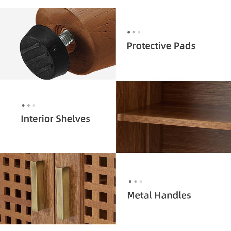 Aulbrey 44" Wide Lattice Doors Sideboard with Solid Legs