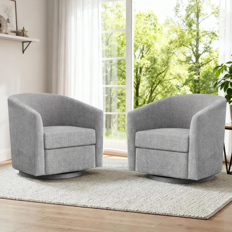 Chaise d'appoint pivotante rembourrée Caysey (ensemble de 2), Light Blue