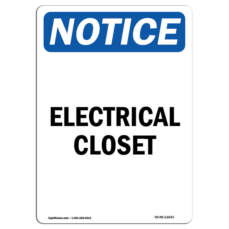 Electrical Closet Aluminum Sign 12 x 18