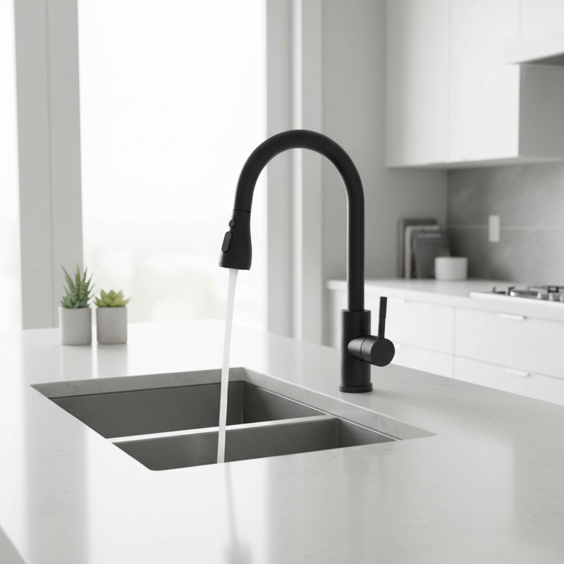 High Arc Single Handle Kitchen Faucet with Pull Down Sprayer, Stainless Steel, Fits 1 or 3 Holes, Ideal for Farmhouse RV Laundry Bar
