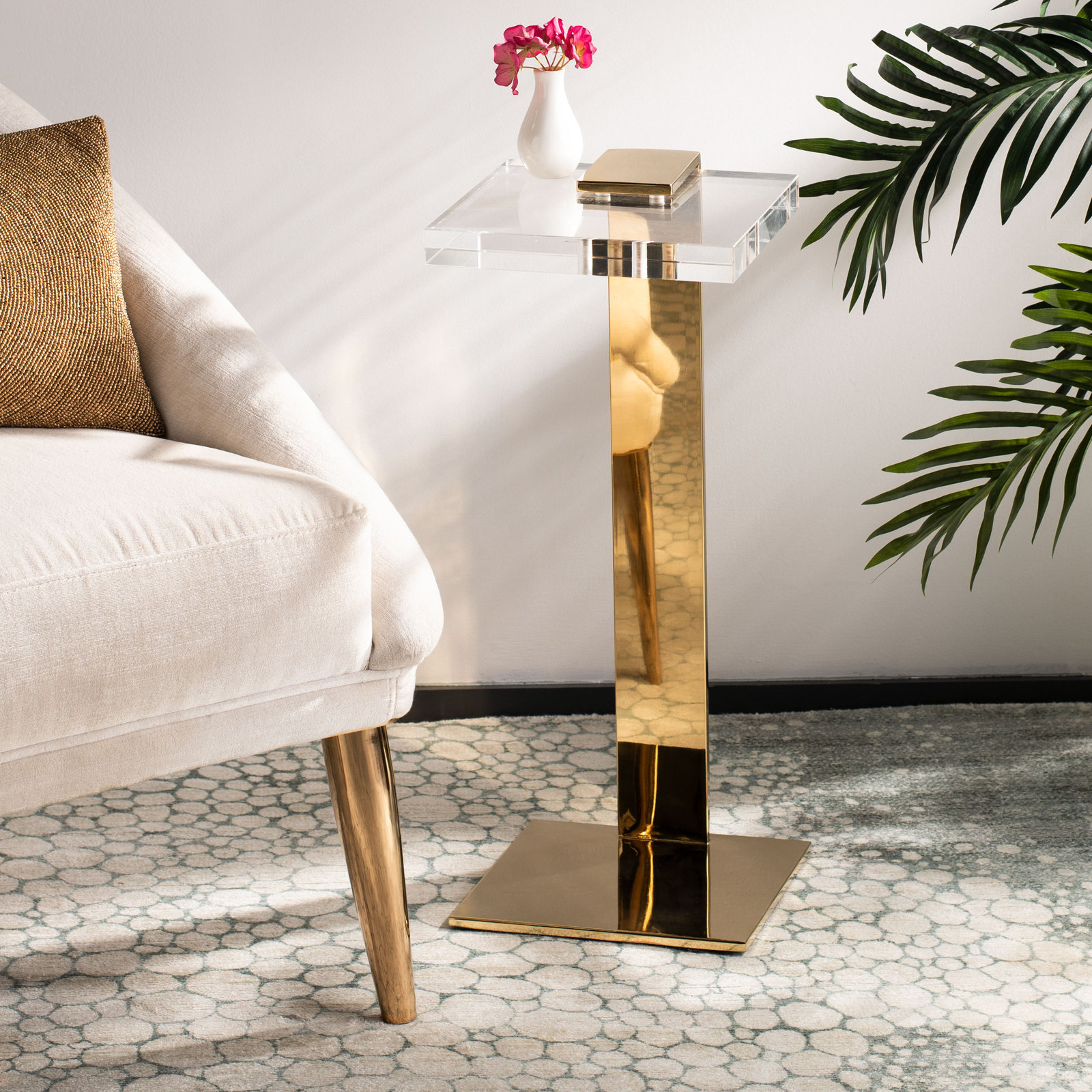O'Hara End Table, Clear, Silver