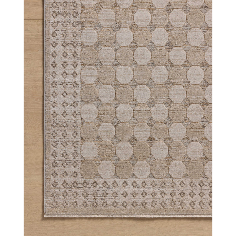 Amber Lewis Taupe and Natural Geometric Area Rug with Fringe