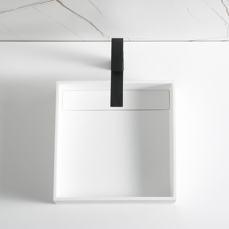 Lavabo de salle de bain vasque carré blanc mat