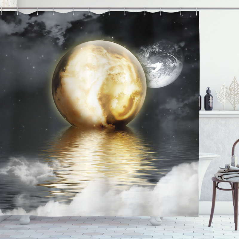 Ensemble de rideau de douche Moon + crochets, H 75 po x l 69 po