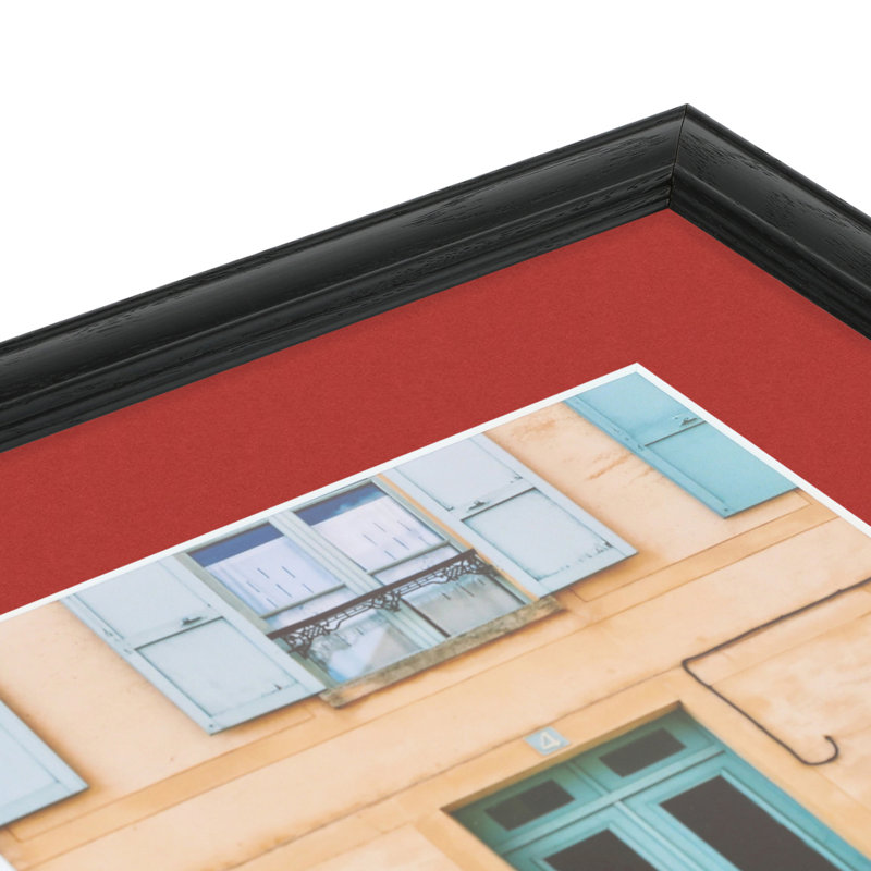Black Matte Picture Frame with Mat, Deep Red