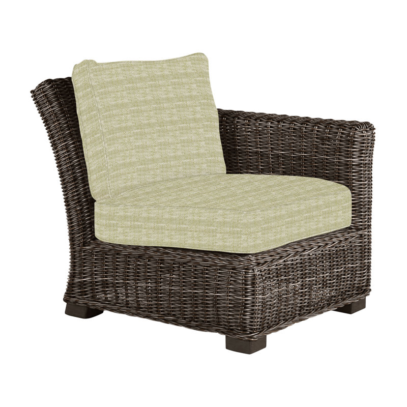 Rustic Woven Sectional Right - Black Walnut, Welt, Black Walnut, Snow Sunbrella® Linen