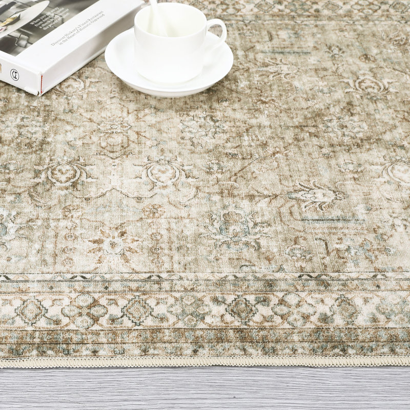 Samyah Washable Area Rug for Living Room Dining Room Floral Rug, Rectangle 2' x 3'