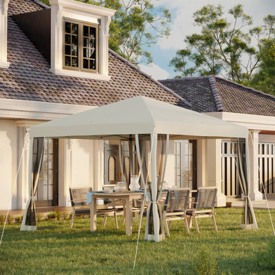 10' X 10' Pop Up Canopy Tent With Netting, Instant Gazebo, Ez Up Screen House Room With Carry Bag, Height Adjustable, For Outdoor, Garden, Patio