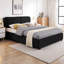 Grand lit plateforme tapissier hydraulique avec tête de lit intégrée, structure de lit moderne en tissu chenille, aucun sommier nécessaire-2030536140-2030536143