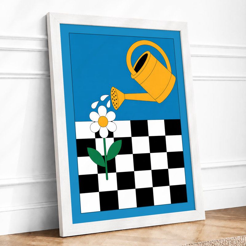 Watering Can Daisy Modern - Framed Print, A3 - 42.0 x 29.7 cm, White
