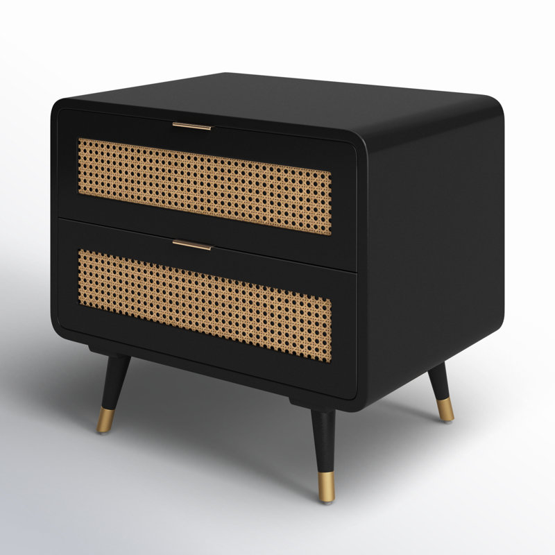 Cianciulli 2 - Drawer Nightstand in Black/Natural/Brass