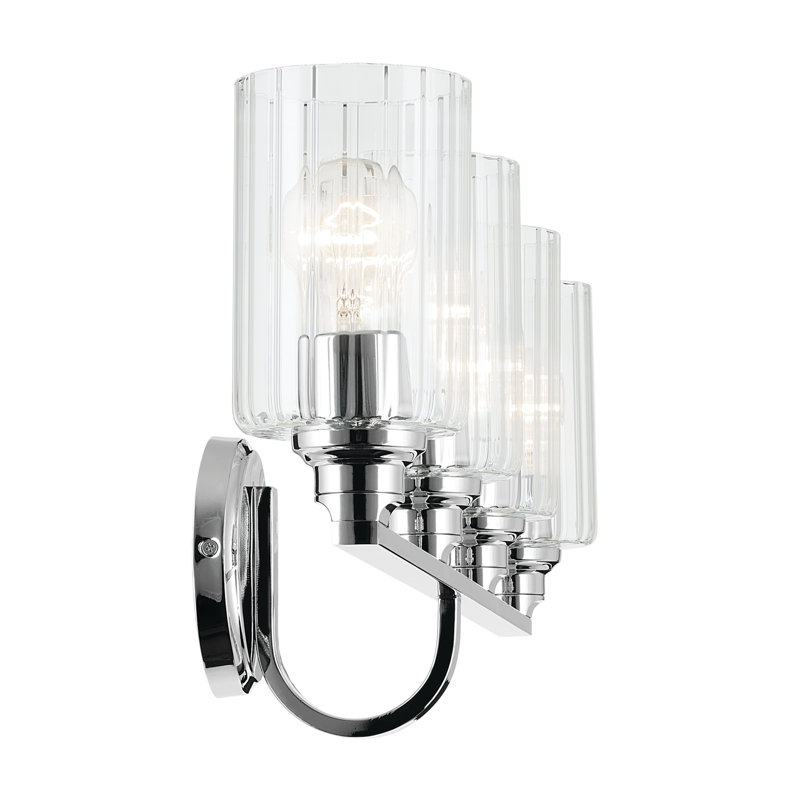 32.25" 4-Light Vanity Light with Fluted Glass, Clear, Chrome