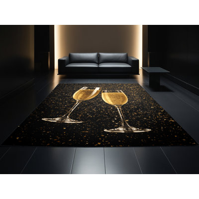 Tapis abstrait moderne et contemporain lavable à la machine Moravian New Years