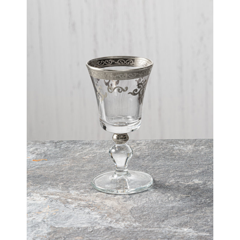 Locksley 2oz Silver and Glass Wine Glass Set of 6