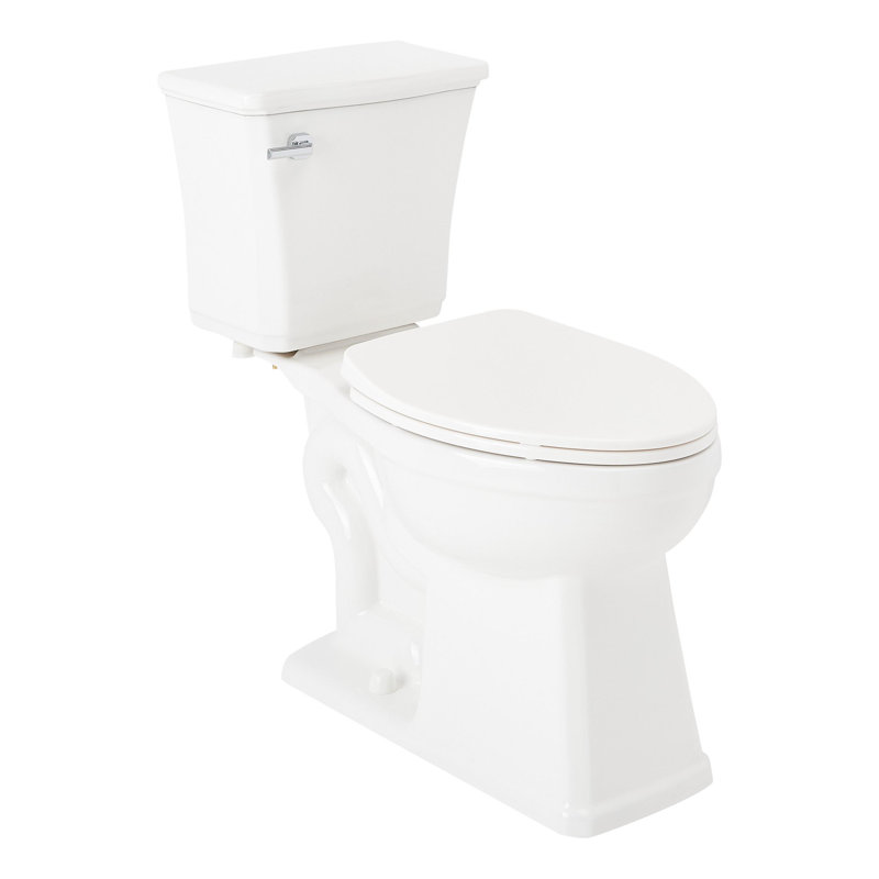 Toilette allongée deux pièces Benbrook 1,28 GPF, Blanc / Chrome