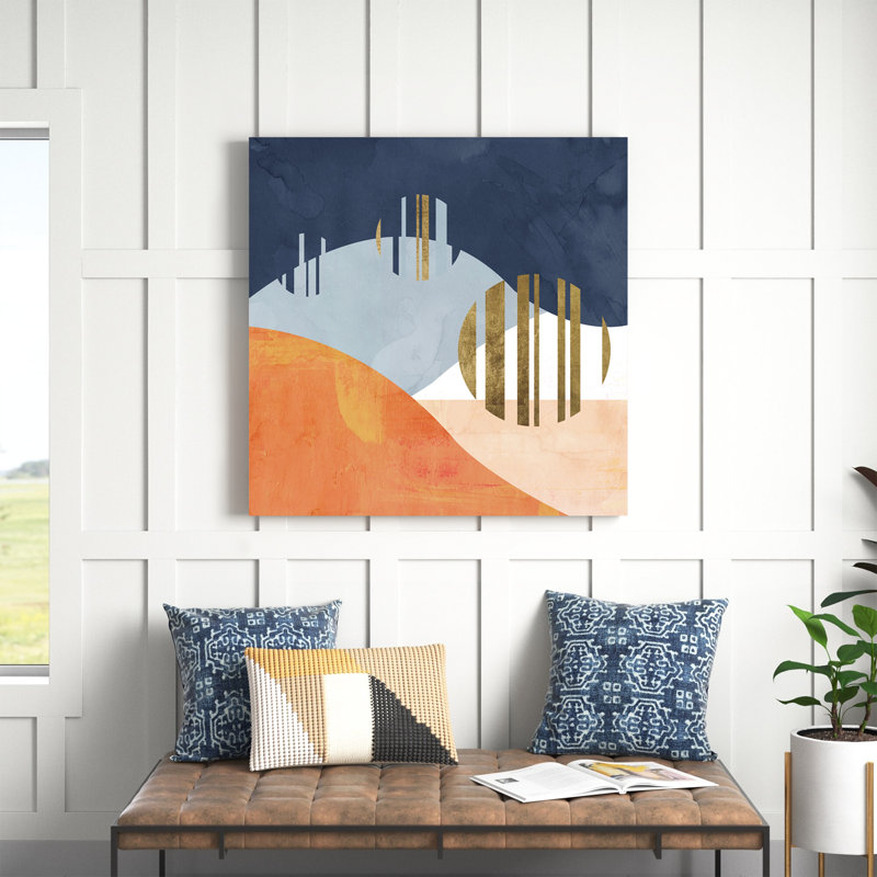 «Abstract Landscape The Desert Night Geometric», reproduction d'impression sur toile, H 40 po x l 40 po x P 1,5 po