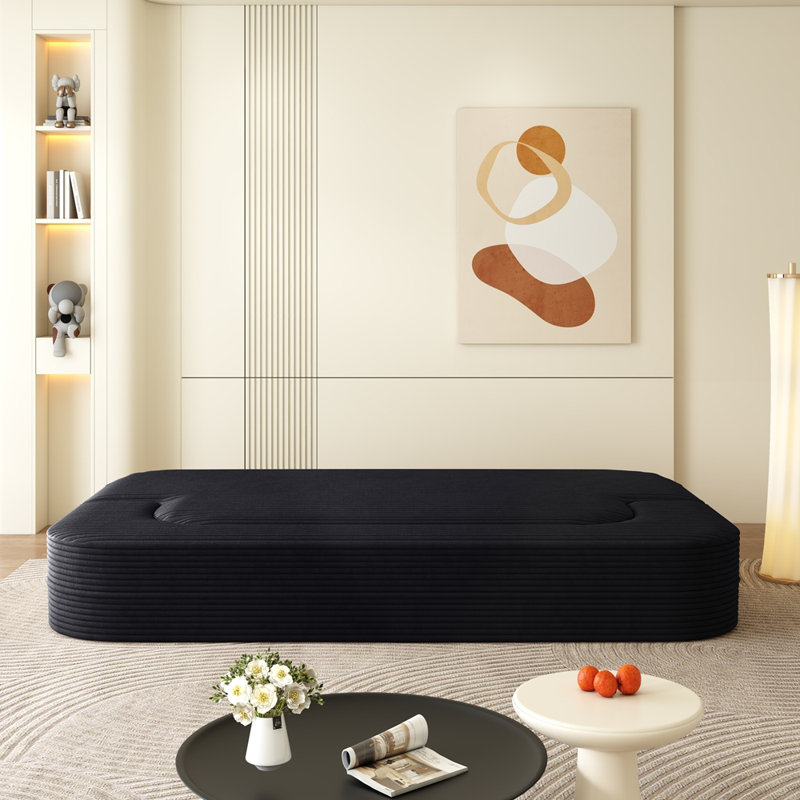 Canapé confortable en velours côtelé moelleux, Noir